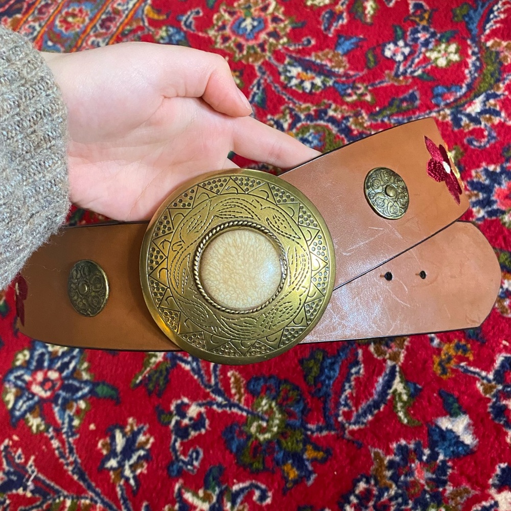 Embroidered Western Coin Belt